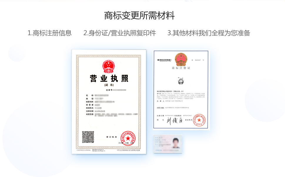 商標(biāo)變更所需材料