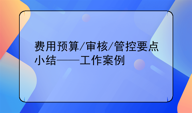 費用預算/審核/管控要點小結——工作案例