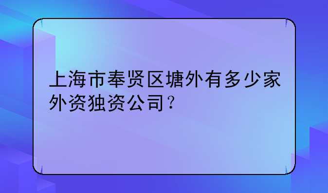 上海市奉賢區(qū)塘外有多少家外資獨(dú)資公司？