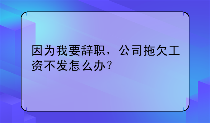 因為我要辭職，公司拖欠工資不發(fā)怎么辦？