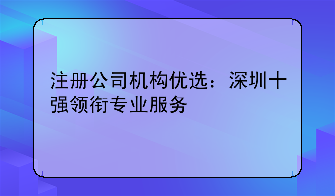 注冊公司機(jī)構(gòu)優(yōu)選：深圳十強(qiáng)領(lǐng)銜專業(yè)服務(wù)