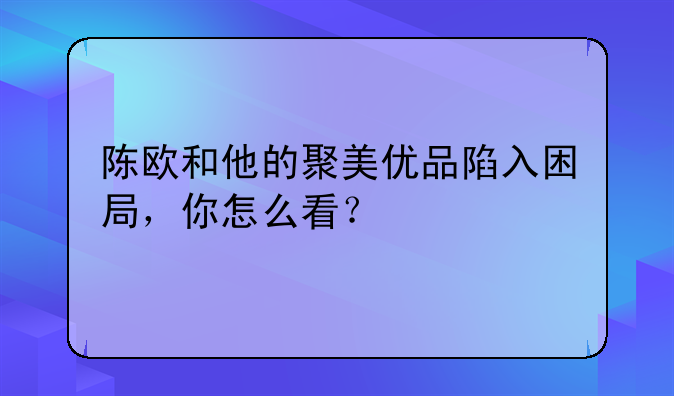 新媒體運營是什么、陳歐和他的聚美優(yōu)品陷入困局，你怎么看？