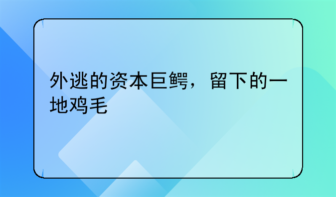 外逃的資本巨鱷，留下的一地雞毛