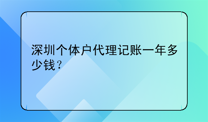 深圳個體戶代理記賬一年多少錢？