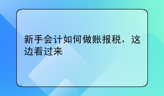 新手會計如何做賬報稅，這邊看過來