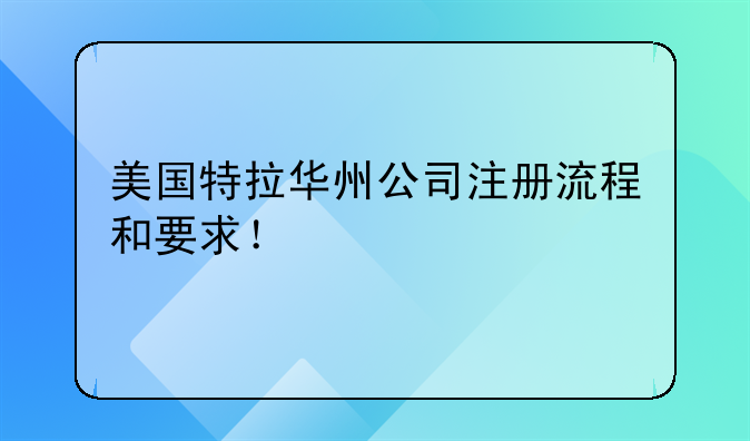 美國特拉華州公司注冊流程和要求！