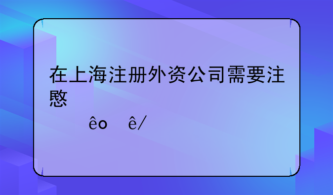 在上海注冊外資公司需要注意那些事項