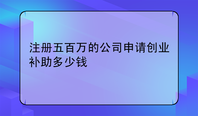 注冊五百萬的公司申請創(chuàng)業(yè)補助多少錢