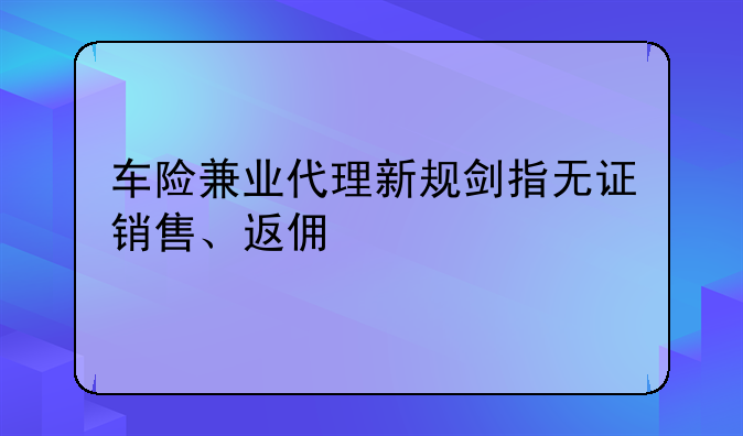 車險(xiǎn)兼業(yè)代理新規(guī)劍指無證銷售、返傭