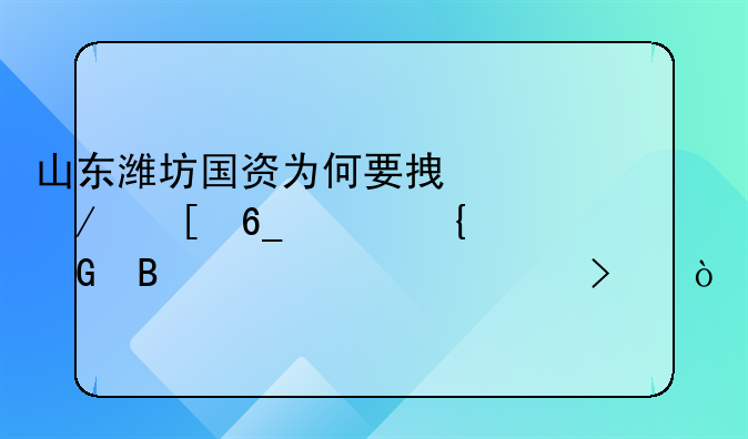 山東濰坊國(guó)資為何要拿下湖南郴州一家民營(yíng)上市公司？