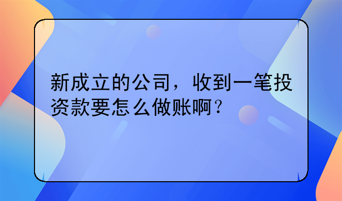 新成立的公司，收到一筆投資款要怎么做賬?。?> </div>
                  </a> <span>2</span> </div>
                <div   id=