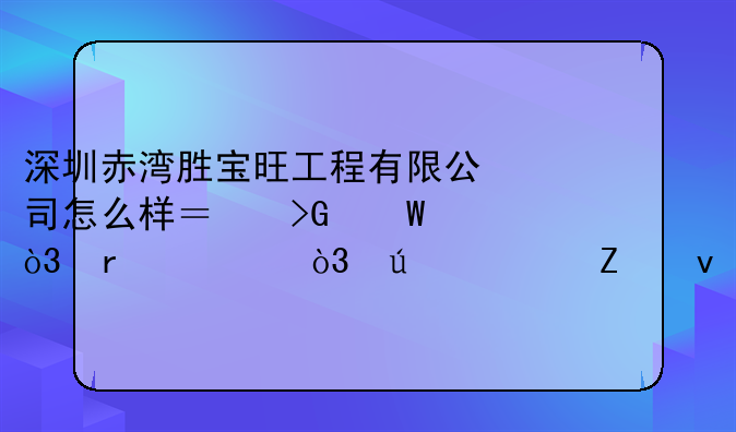 深圳赤灣勝寶旺工程有限公司怎么樣？發(fā)展，機(jī)遇，待遇方面
