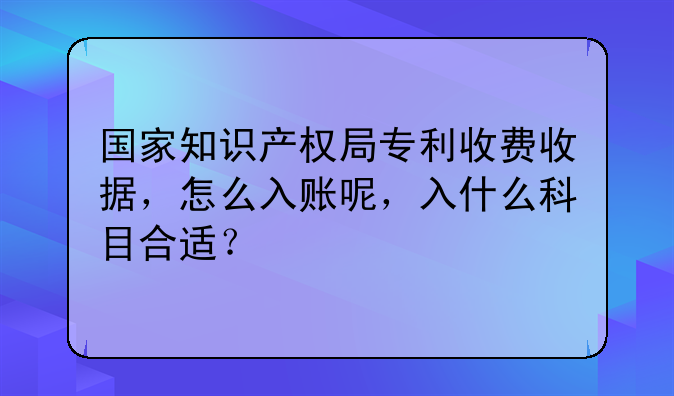 國(guó)家知識(shí)產(chǎn)權(quán)局專(zhuān)利收費(fèi)收據(jù)，怎么入賬呢，入什么科目合適？